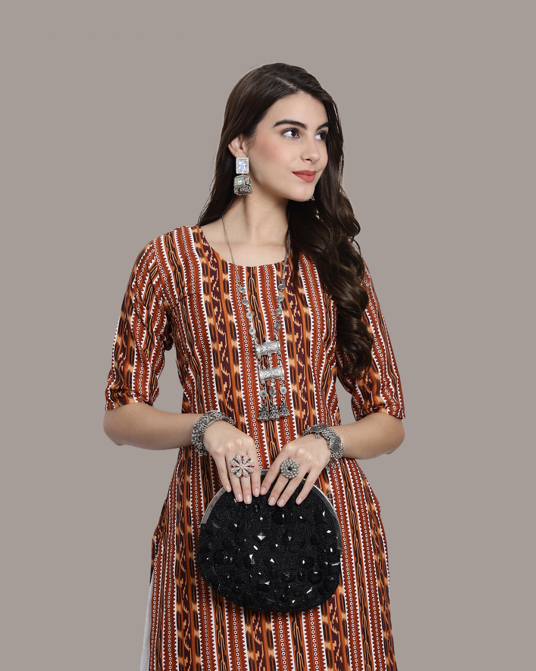 Honey Brown Printed Kurta