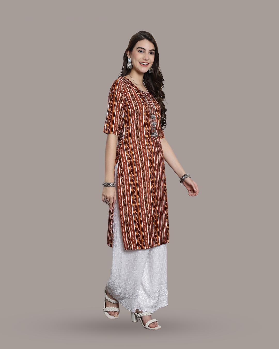 Honey Brown Printed Kurta