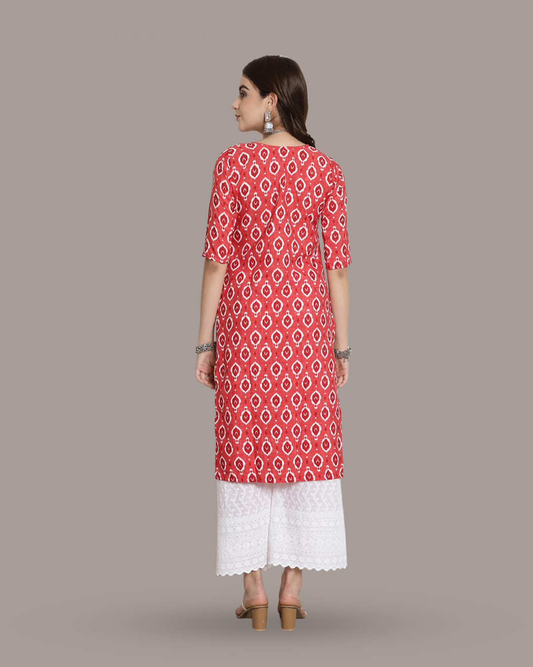 Rich Peach Printed Kurta