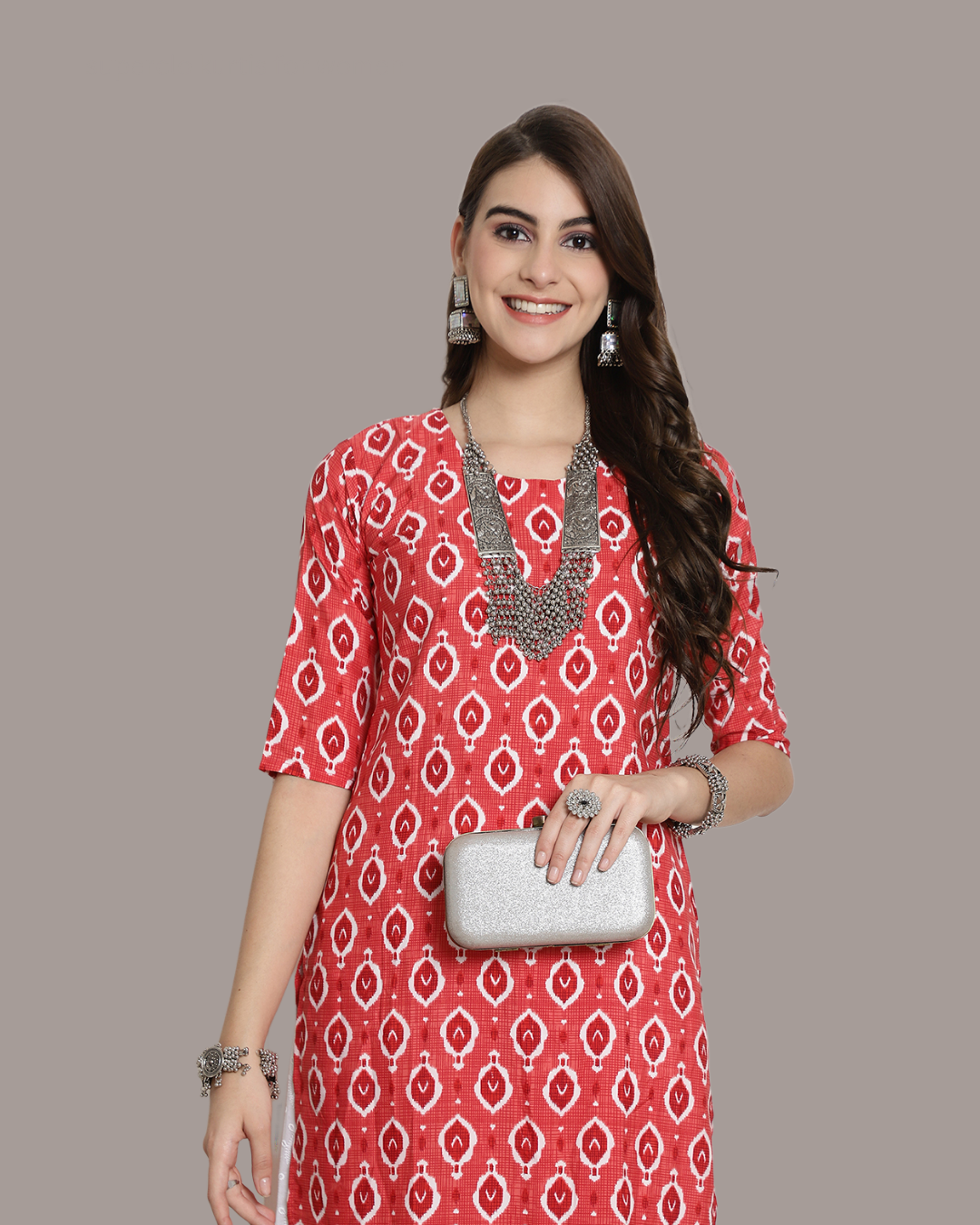 Rich Peach Printed Kurta