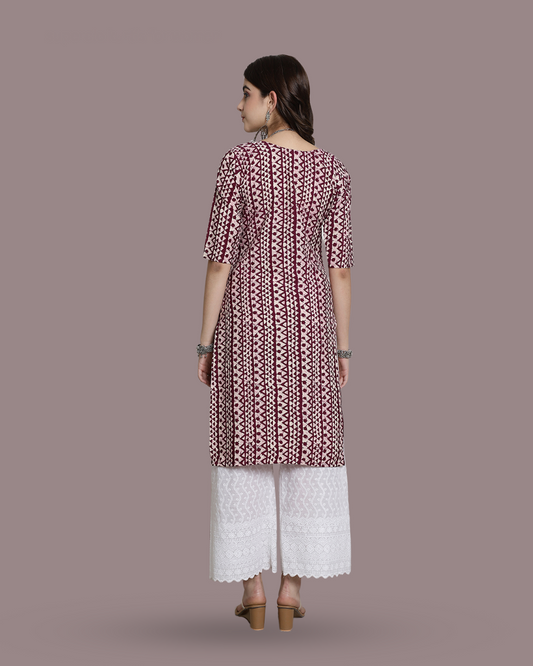Rosy Maroon Printed Kurta