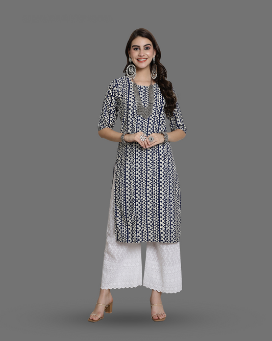 Smoky Blue Printed Kurta