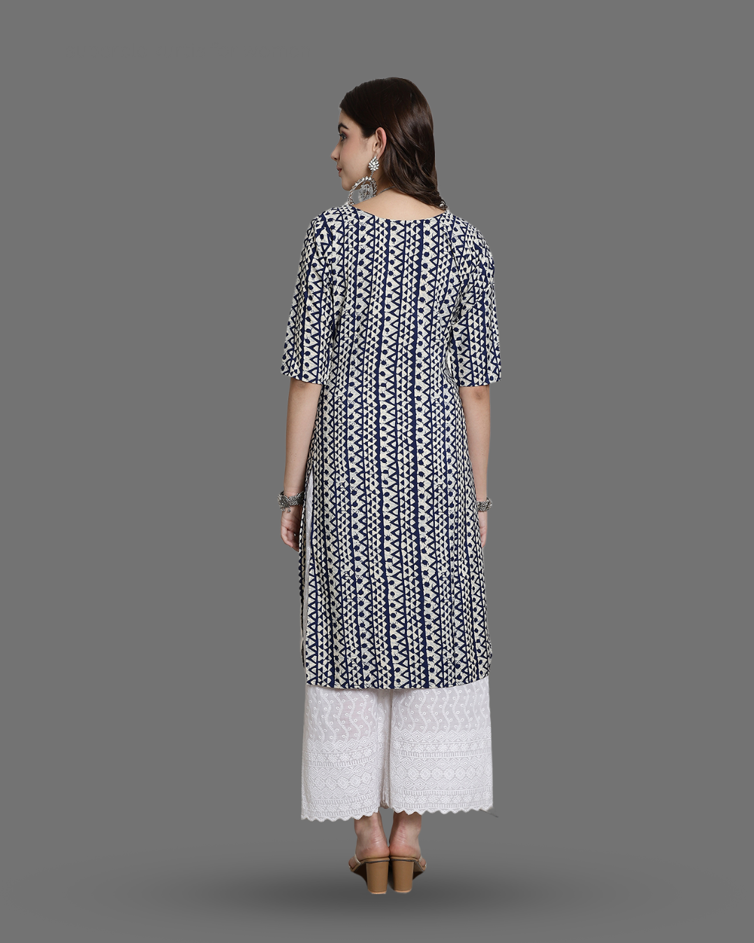 Smoky Blue Printed Kurta