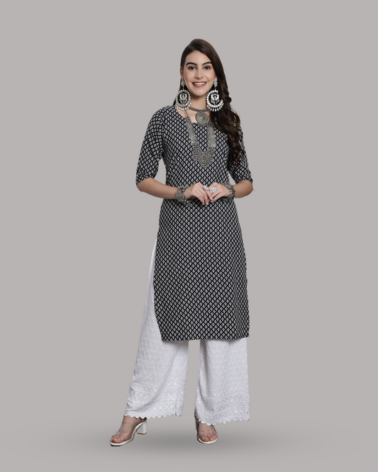 Charcoal Charm Printed Kurta