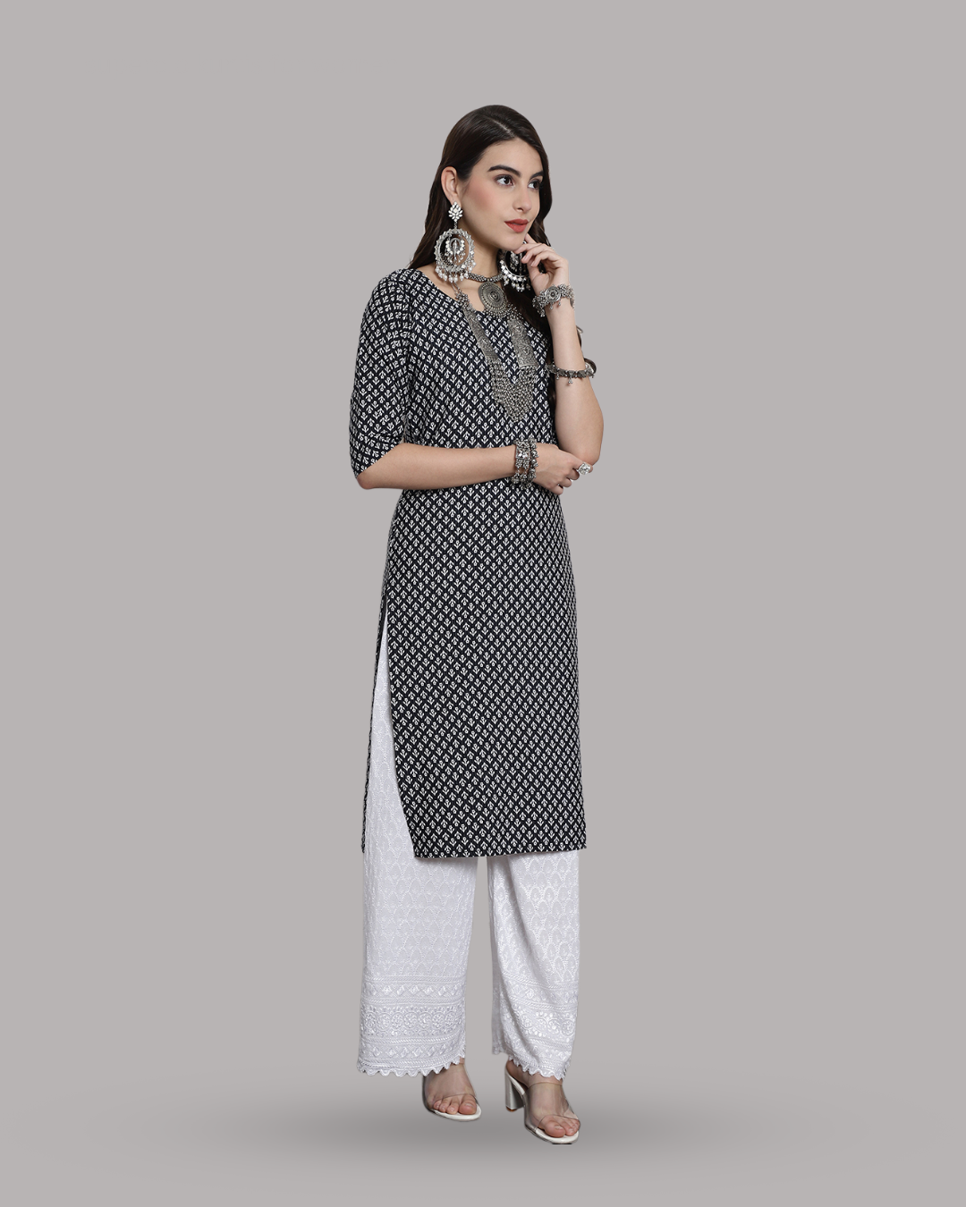 Charcoal Charm Printed Kurta