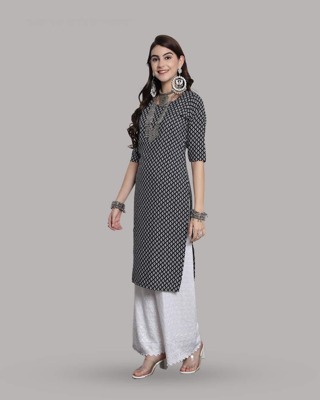 Charcoal Charm Printed Kurta