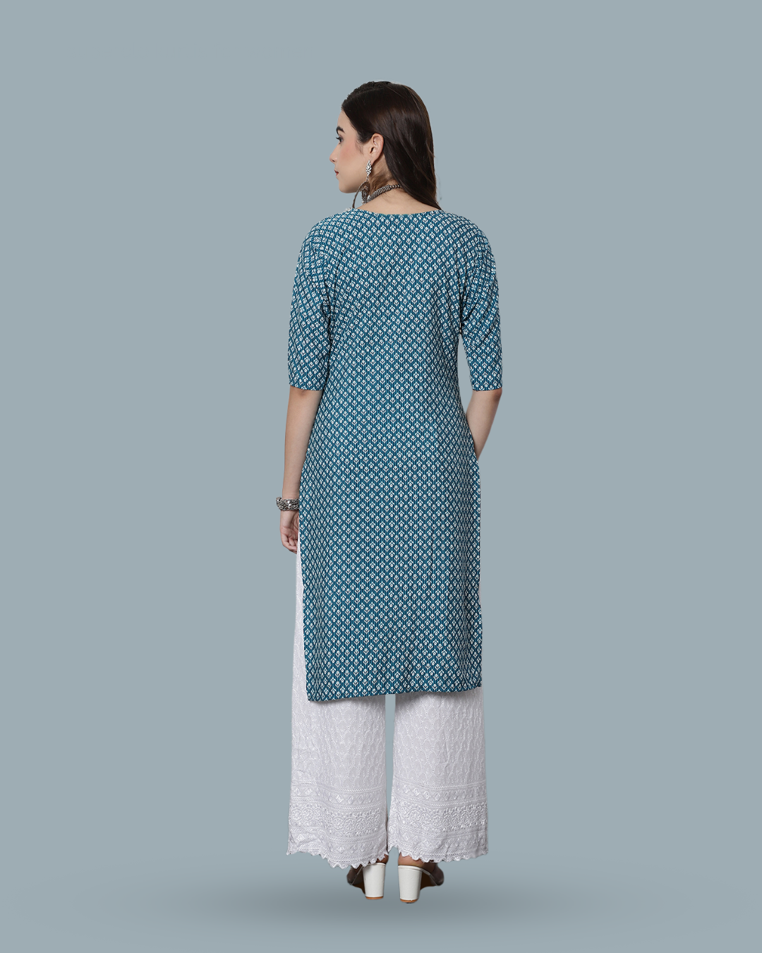 Sky Blue Blossom Printed Kurta