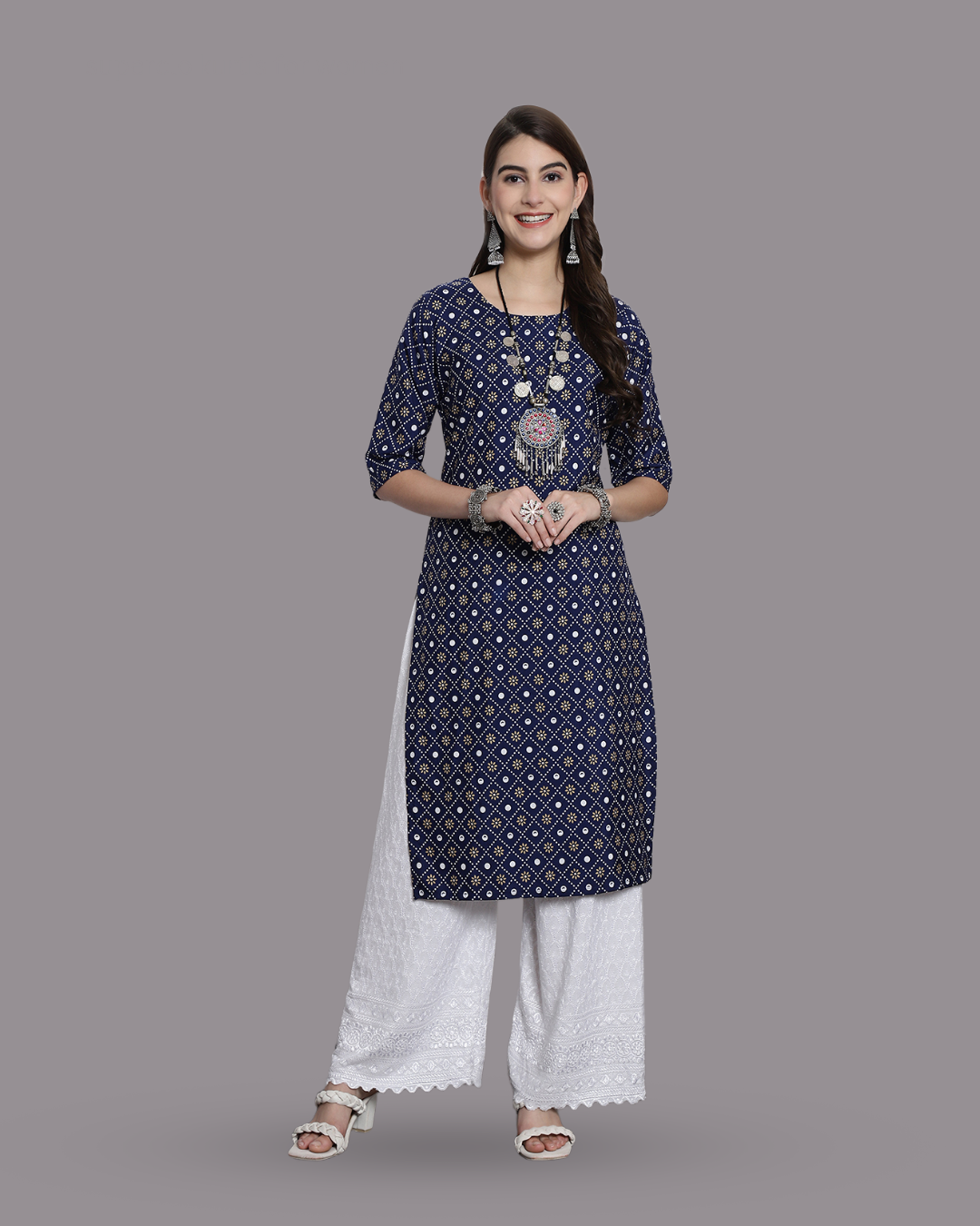 Midnight Blue Printed Kurta