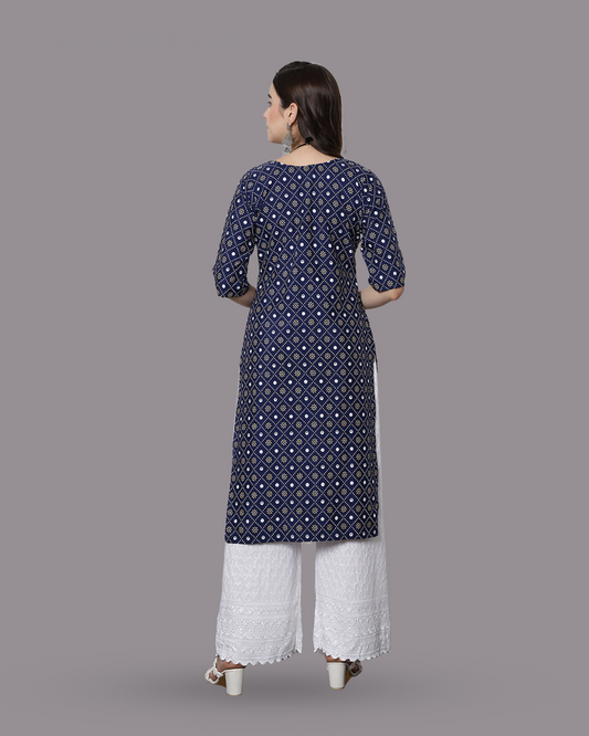 Midnight Blue Printed Kurta