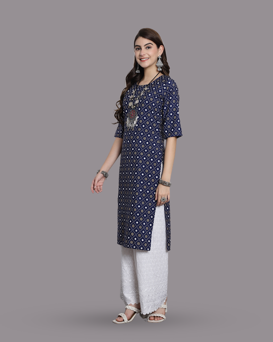 Midnight Blue Printed Kurta