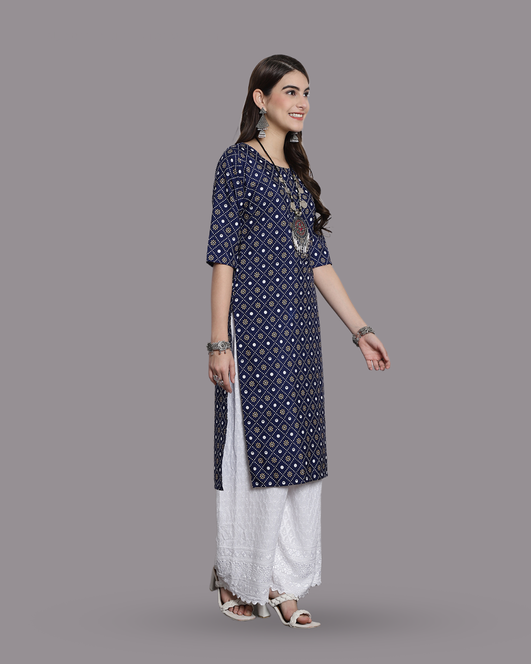 Midnight Blue Printed Kurta