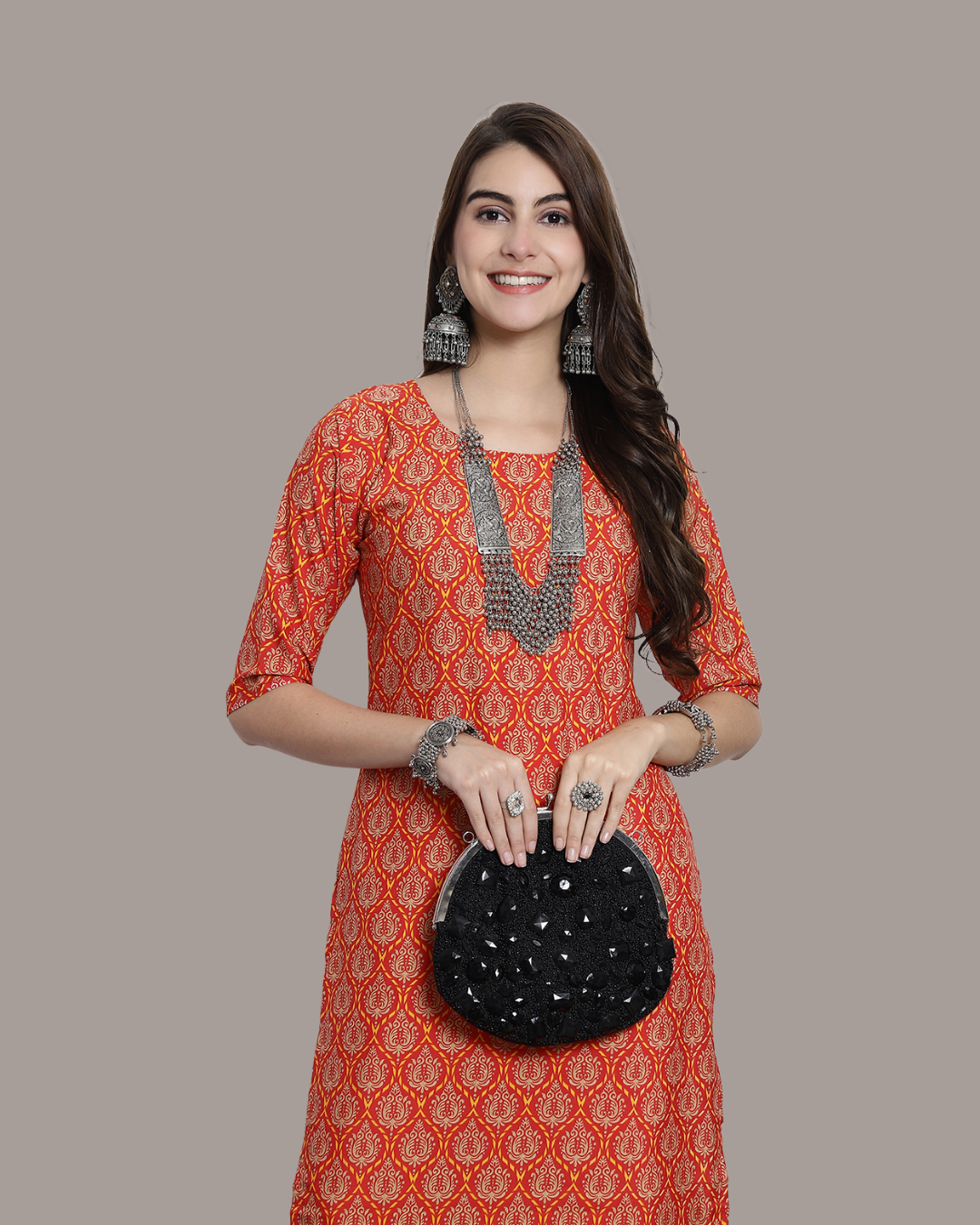 Orange Accent Kurta