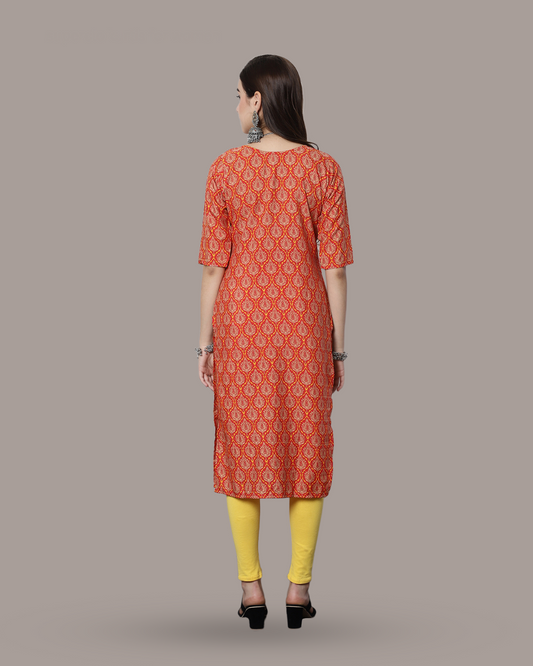 Orange Accent Kurta