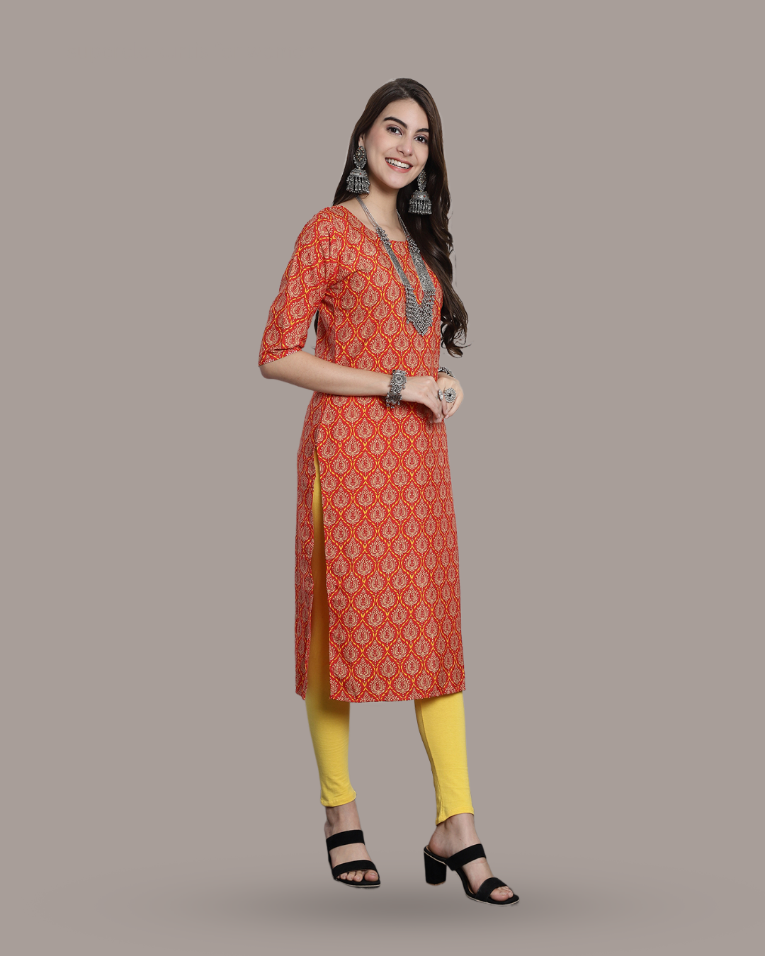 Orange Accent Kurta