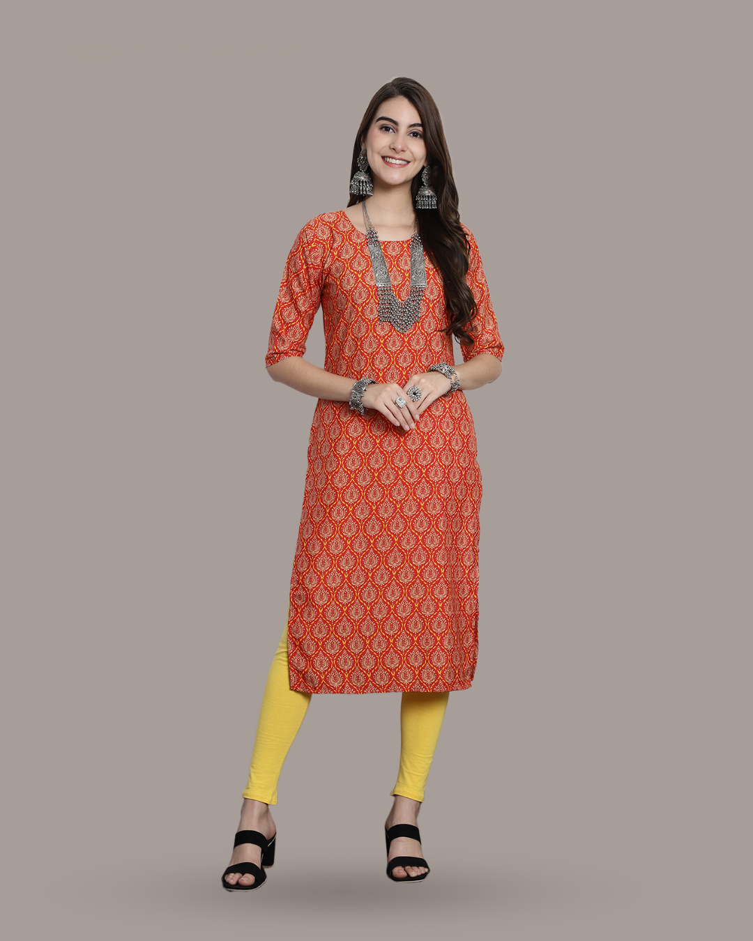 Orange Accent Kurta