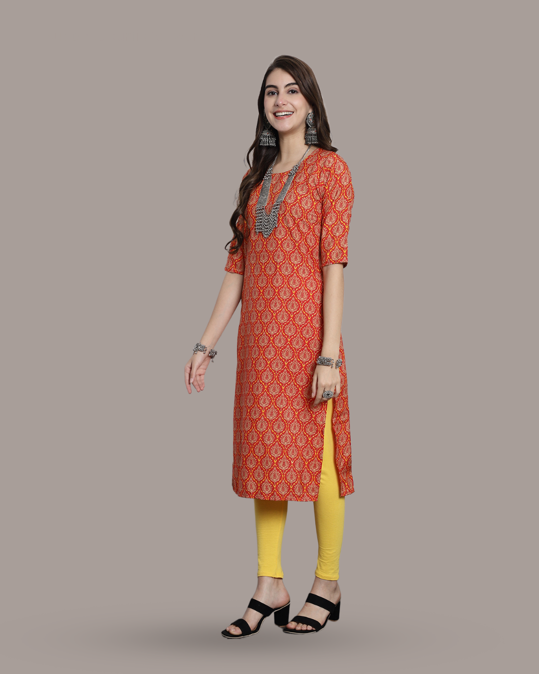Orange Accent Kurta
