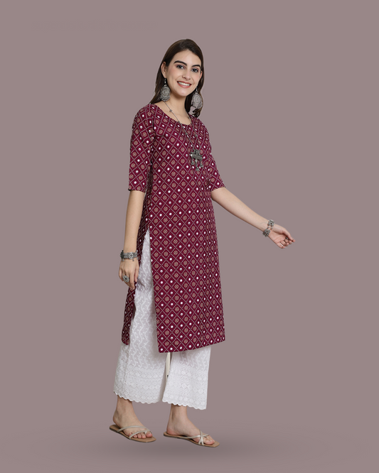 Burgundy Blossom Kurta