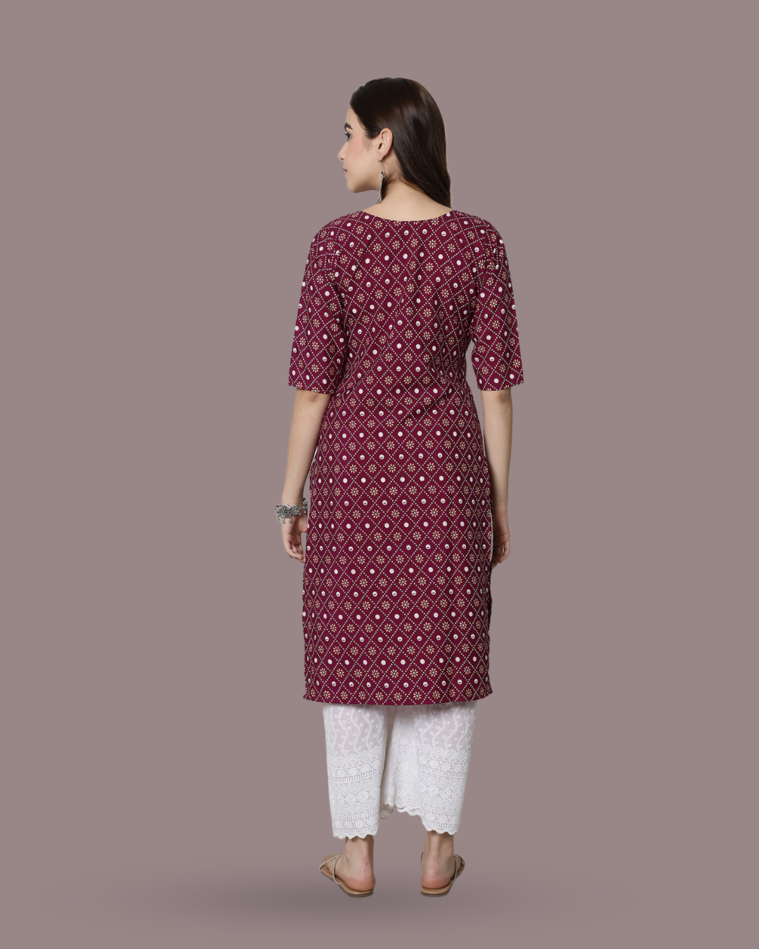 Burgundy Blossom Kurta