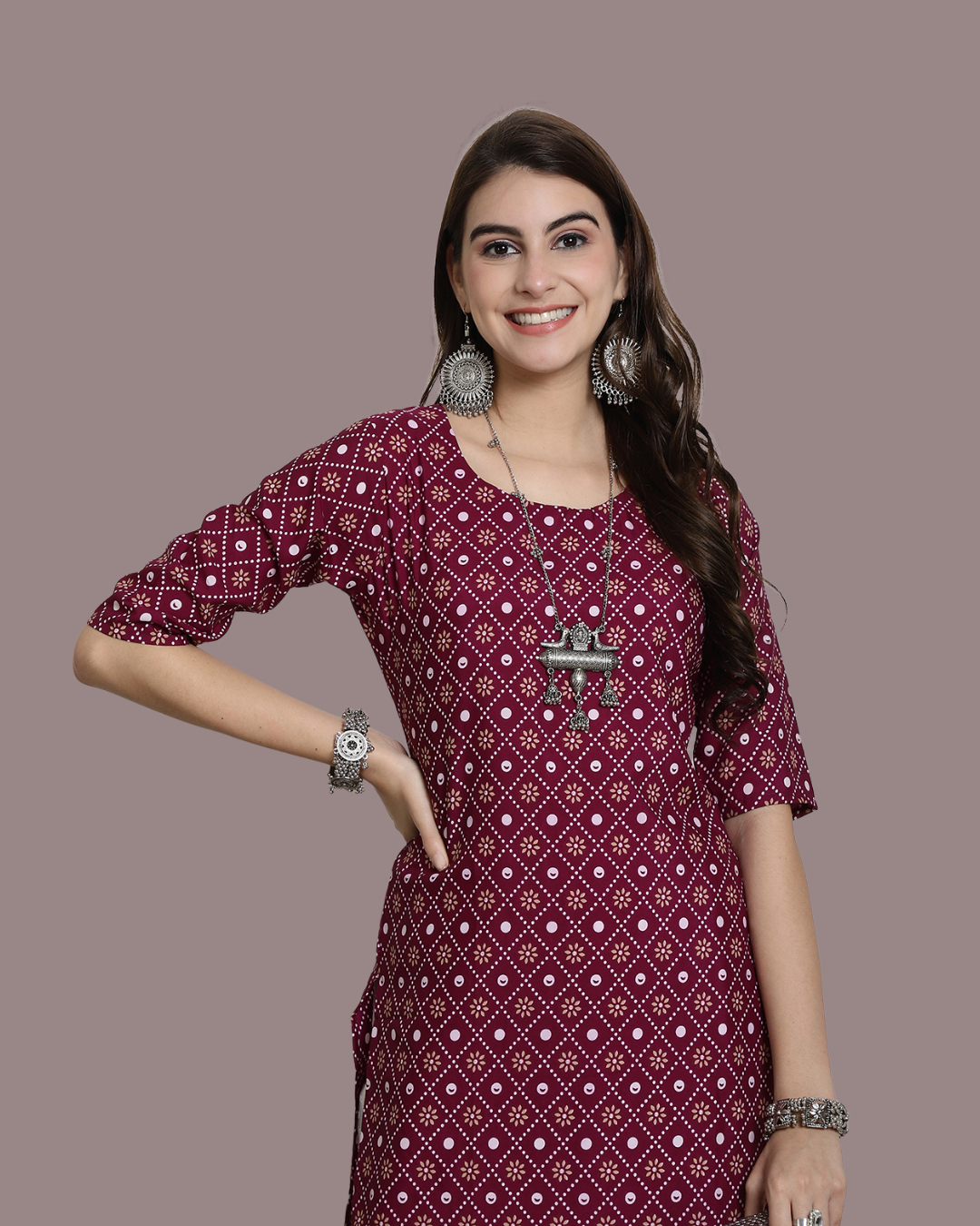 Burgundy Blossom Kurta