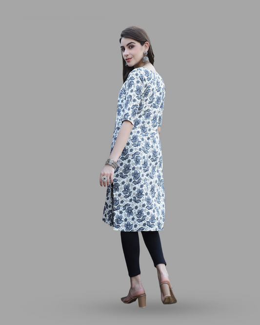 Marine Floral Charm Printed Kurta