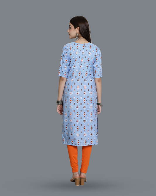 Soft Blue Printed Kurta