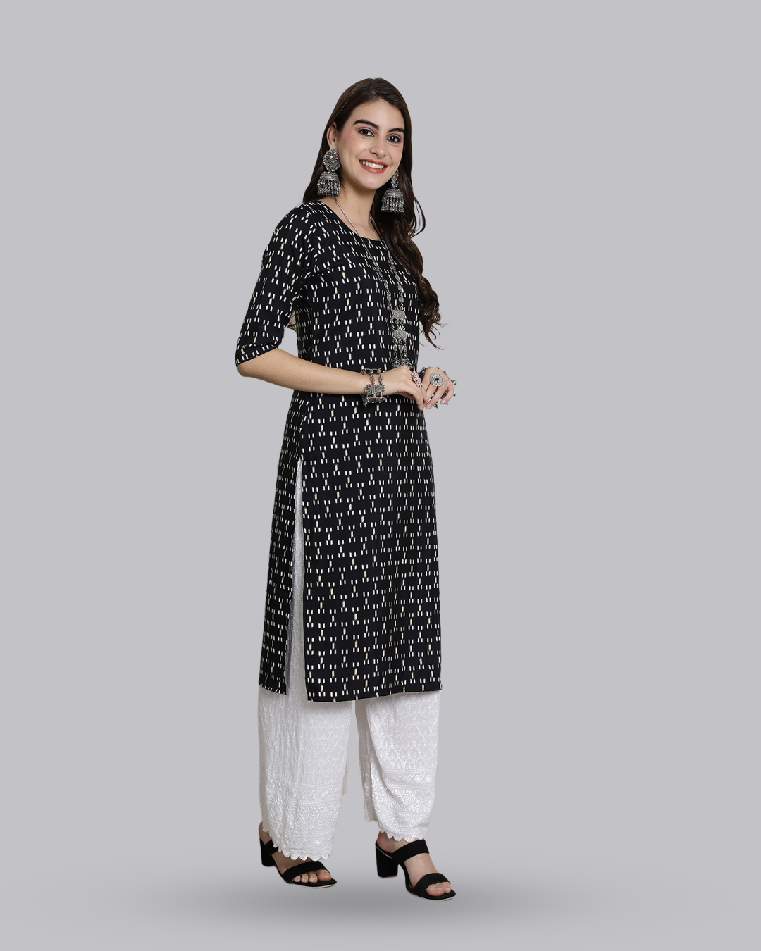 Black Dot Dash Kurta