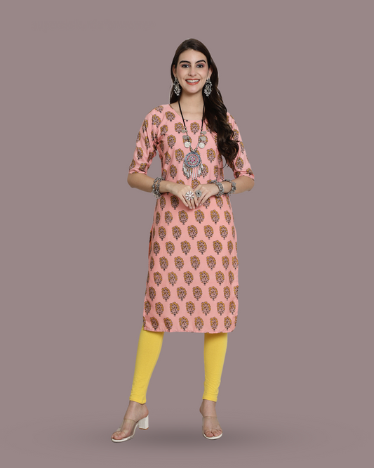 Peach Melody Printed Kurta