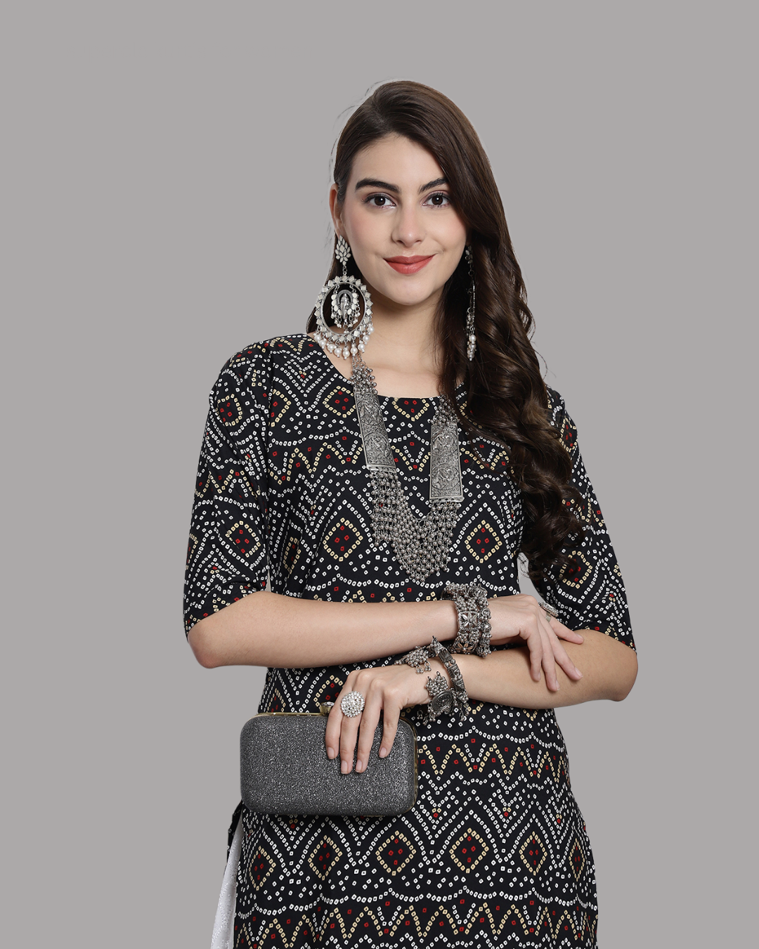 Black Cultural Printed Kurta