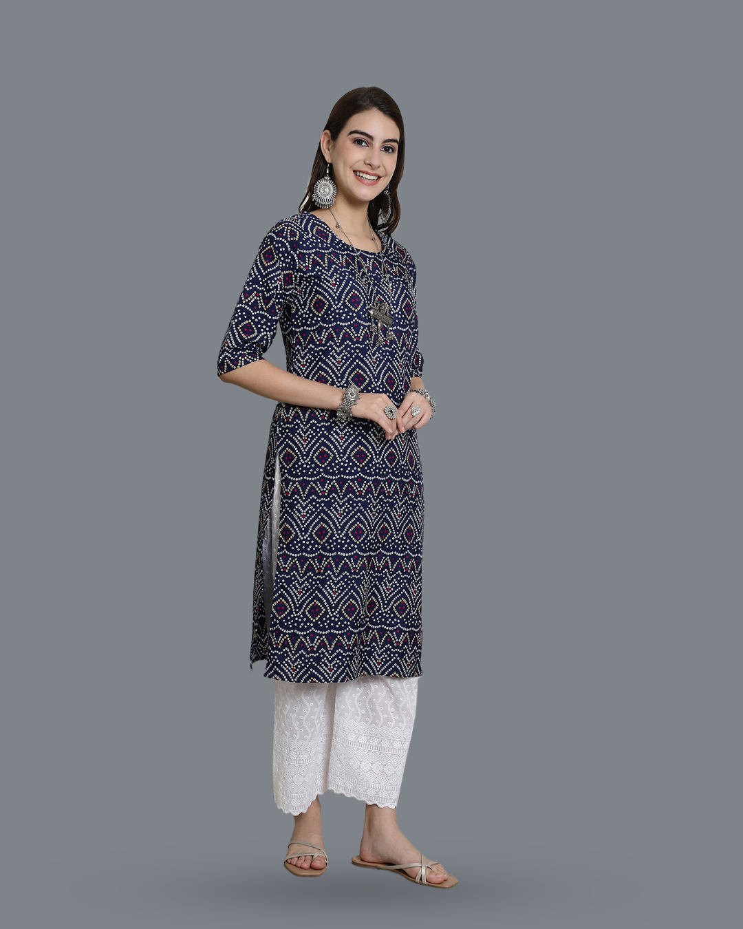Blue Cultural Printed Kurta