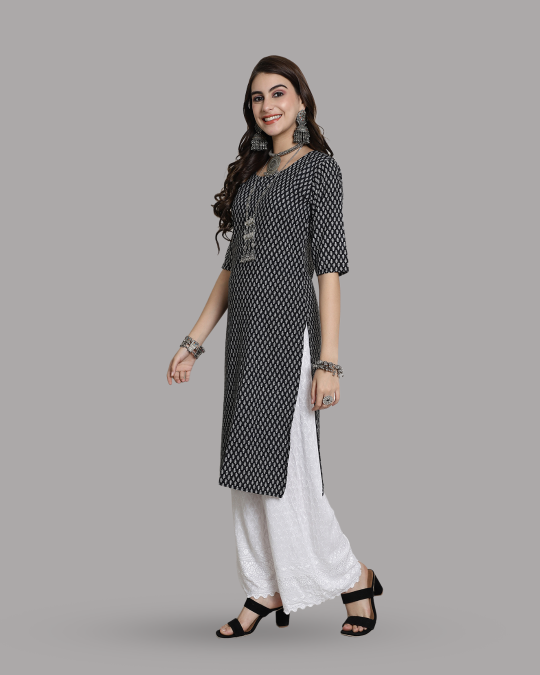 Ink Black Printed Kurta