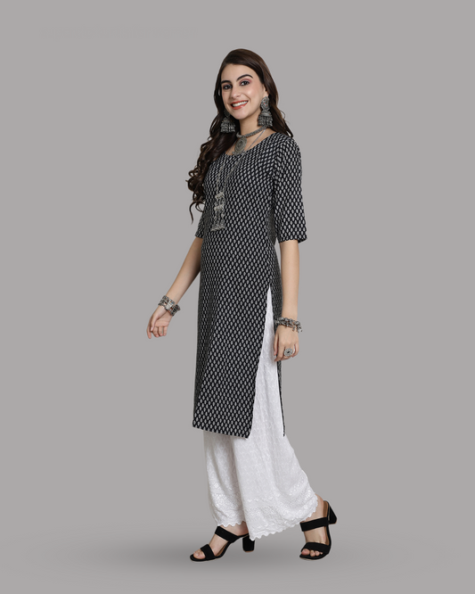 Ink Black Printed Kurta