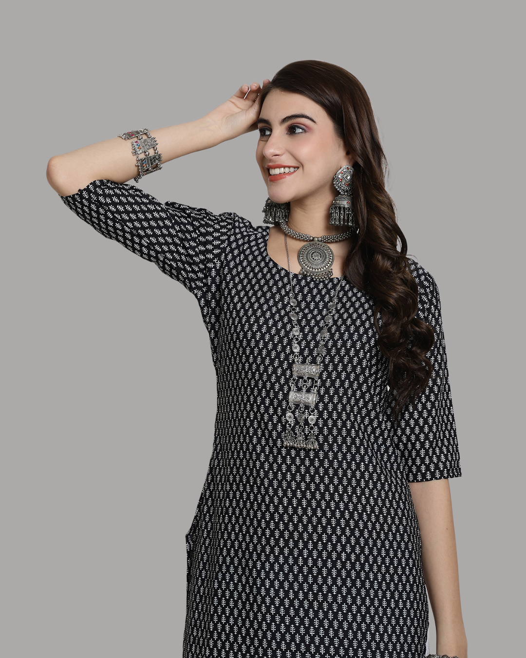 Ink Black Printed Kurta
