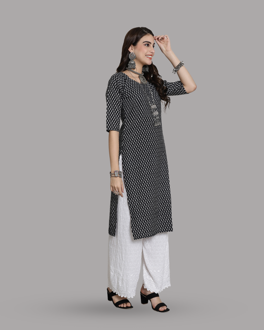 Ink Black Printed Kurta