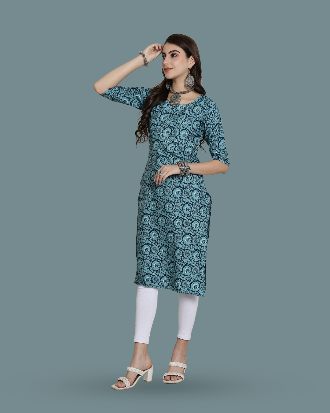 Seafoam Charm Printed Kurta