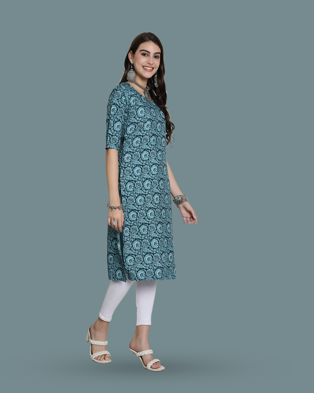 Seafoam Charm Printed Kurta