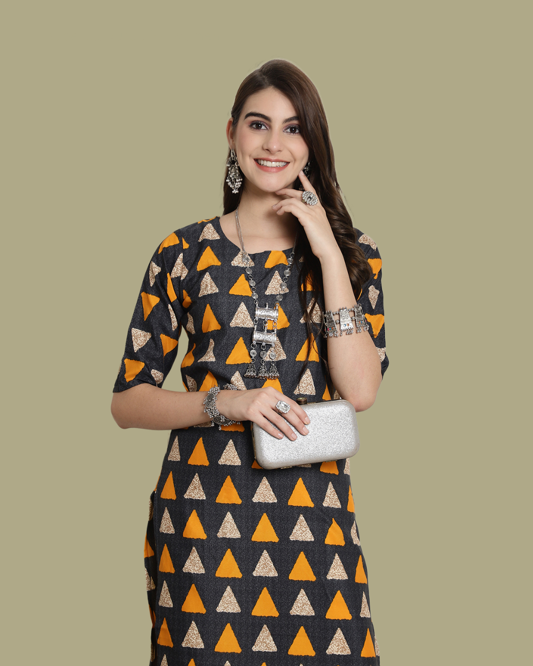 Triangular Charm Black Kurta