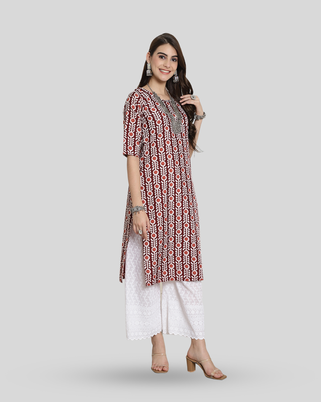 Autumn Maroon Printed Kurta