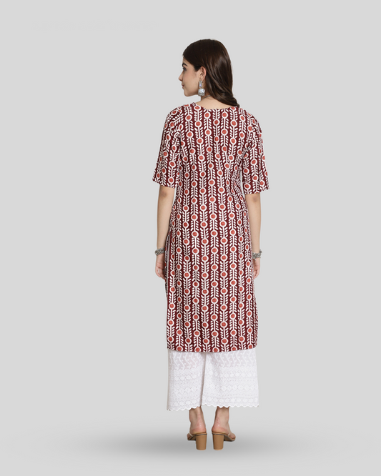 Autumn Maroon Printed Kurta