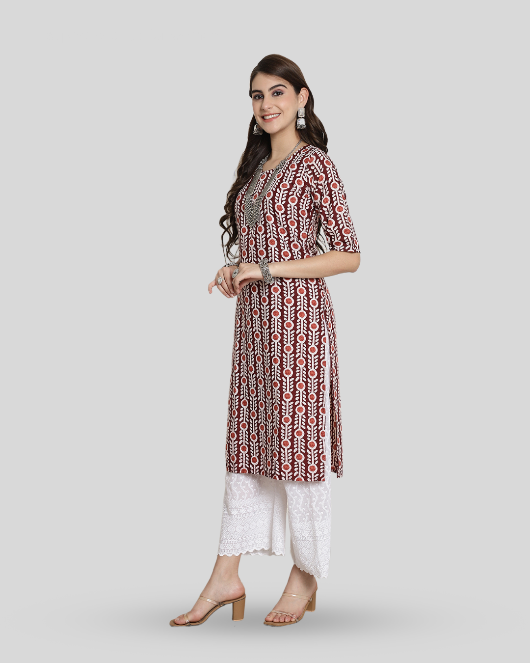 Autumn Maroon Printed Kurta