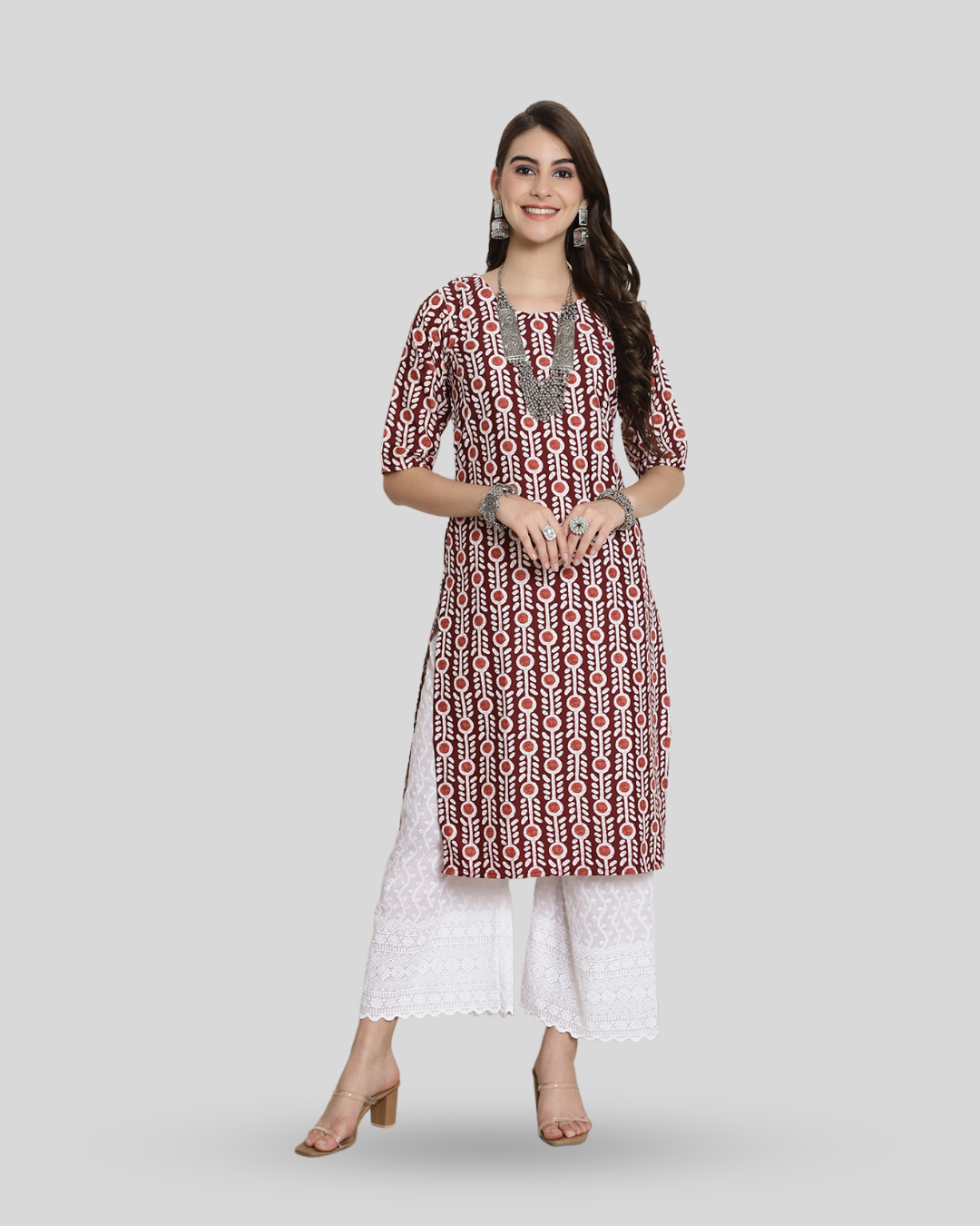 Autumn Maroon Printed Kurta