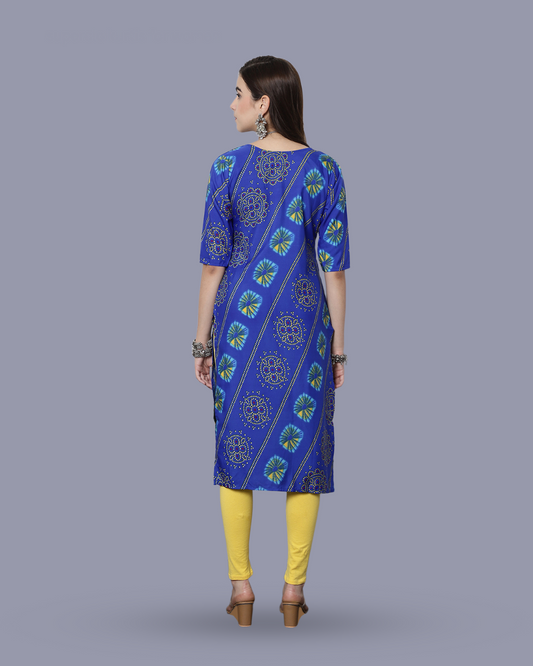 Deep Sea Traditional Printed Kurta