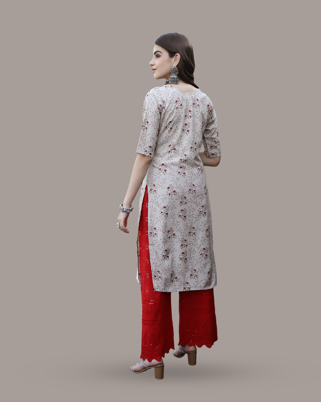 Floral Delight Beige Kurta