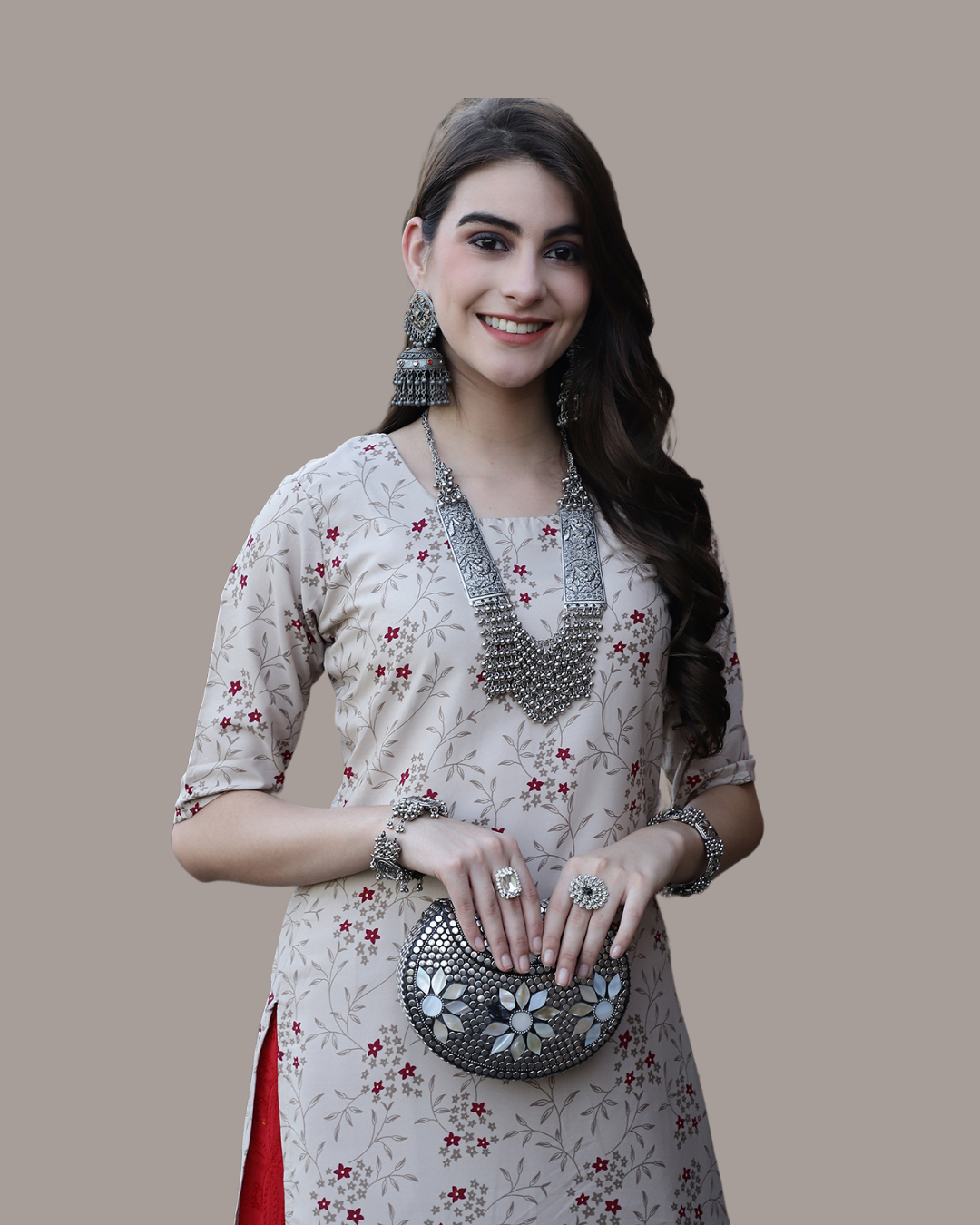 Floral Delight Beige Kurta