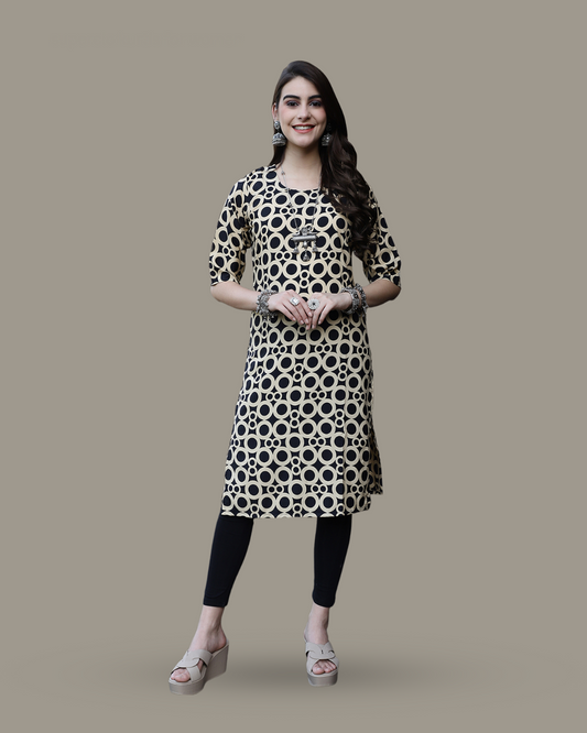Ring Pattern Black Kurta