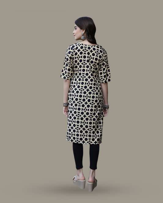 Ring Pattern Black Kurta