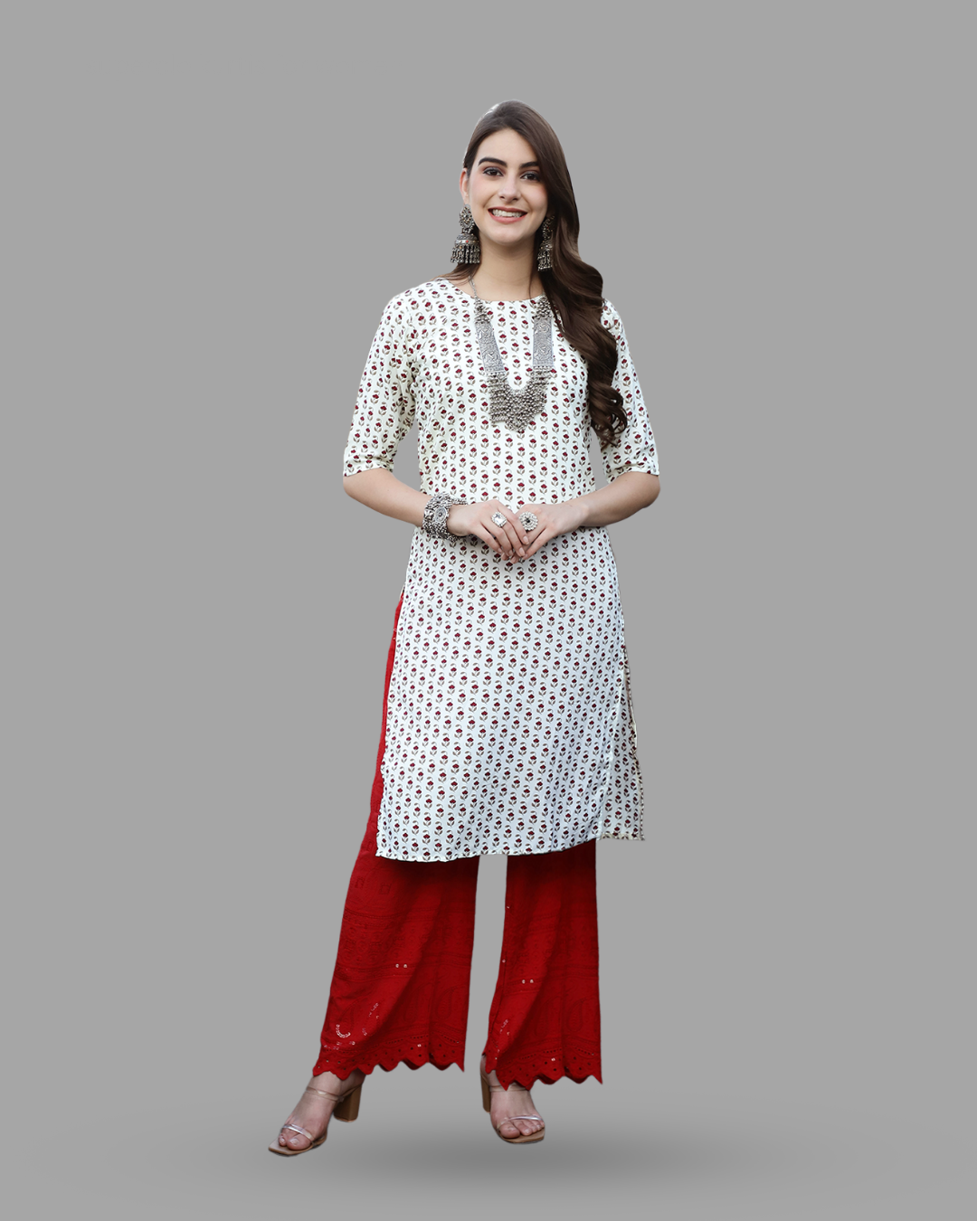 Cherry Blossom White Printed Kurta