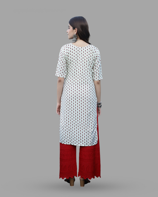 Cherry Blossom White Printed Kurta