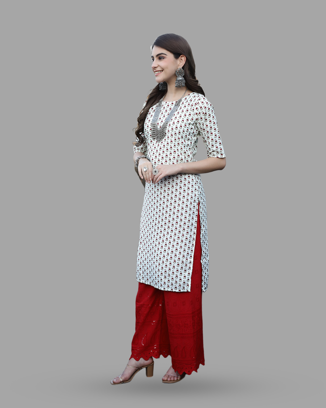 Cherry Blossom White Printed Kurta