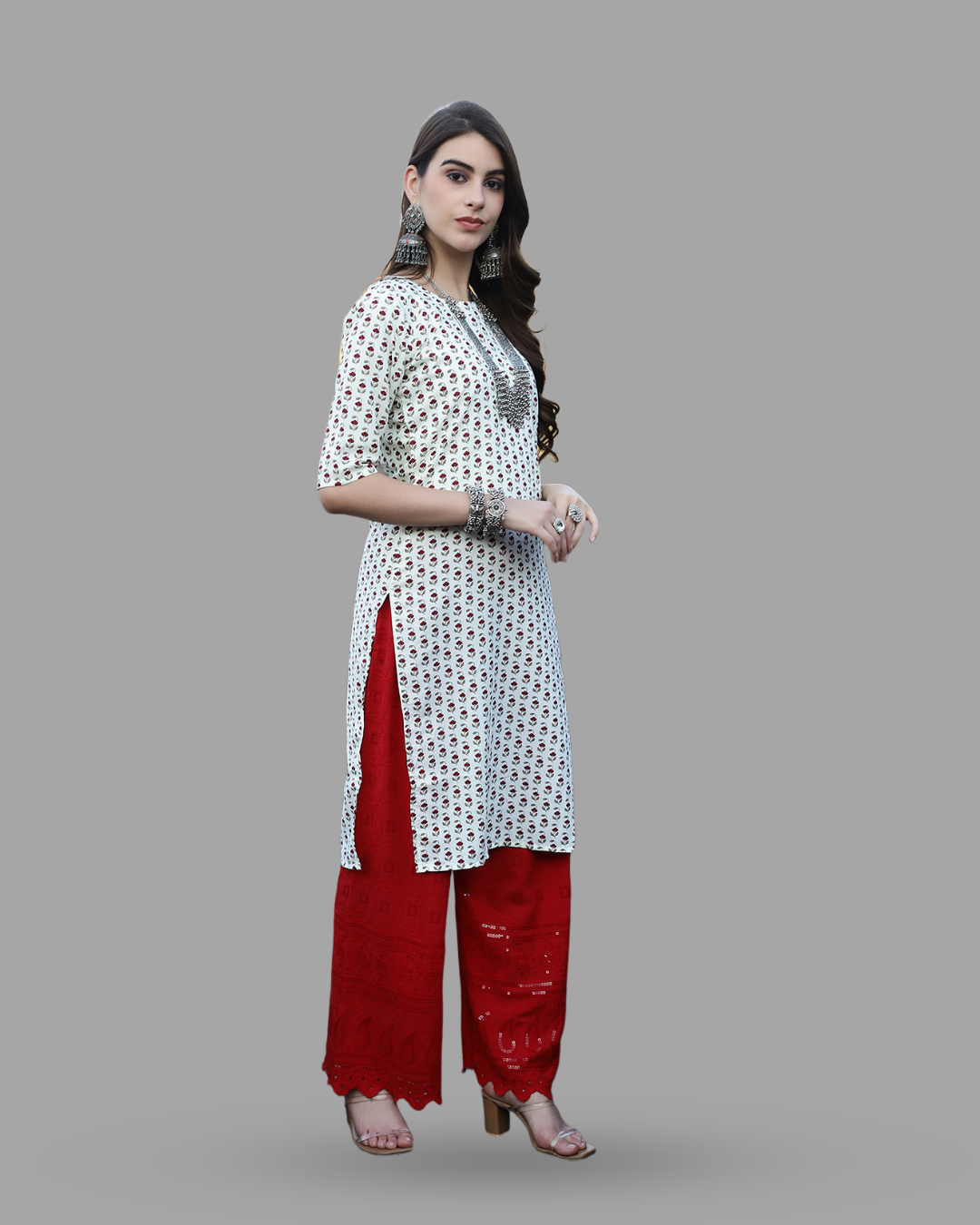 Cherry Blossom White Printed Kurta