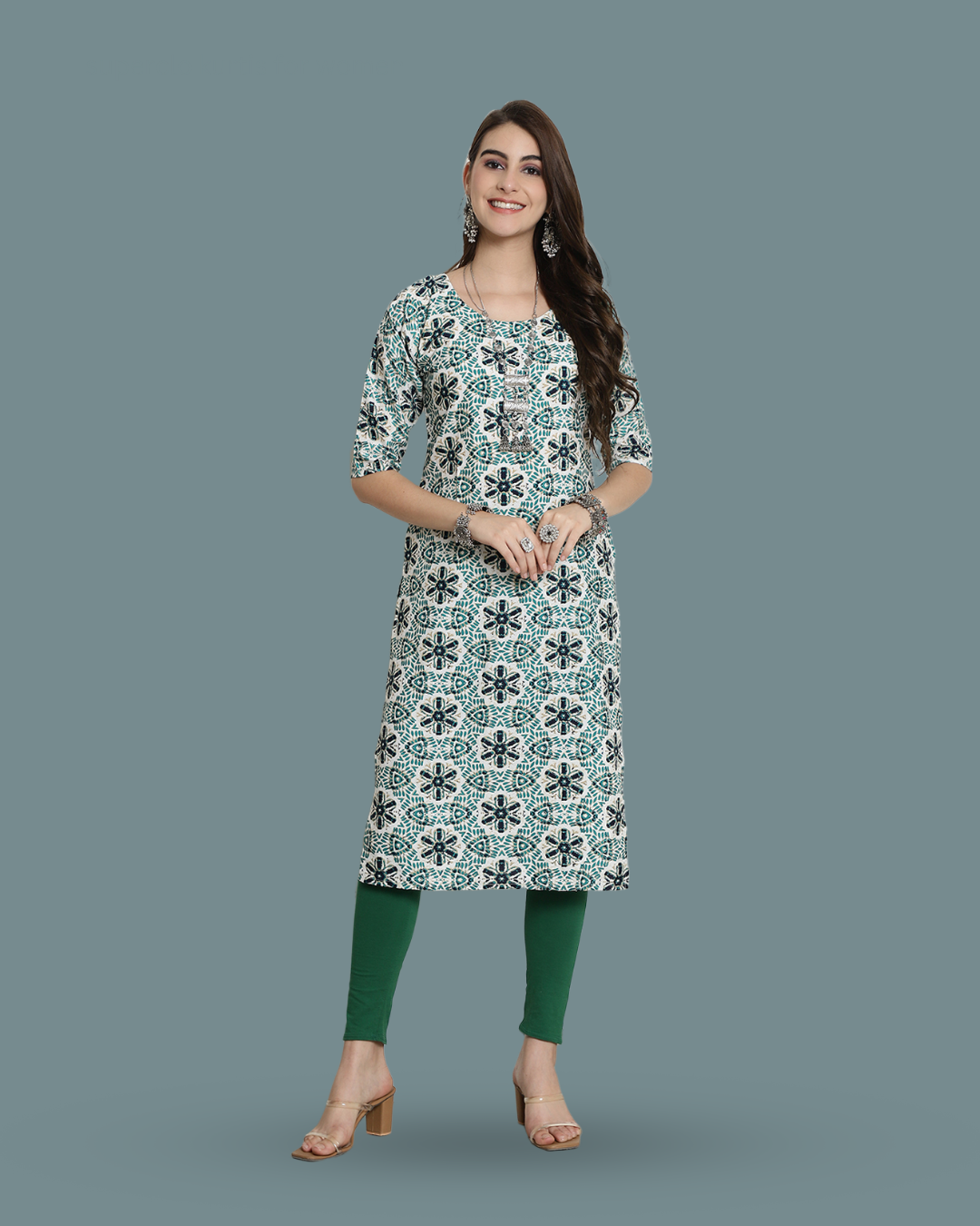 Green Meadow Floral Kurta